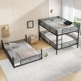 thumbnail image 4 of Queen over Queen over Queen Triple Bunk Bed Frame, Heavy Duty Detachable Bunk Beds for 3, Metal 3 Bunk Beds with Ladder & Guardrail for Teens Adults (Black), 4 of 8
