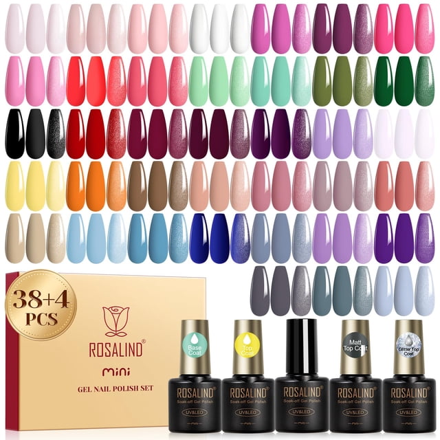 Set de esmalte en gel ROSALIND de 42 piezas y 38 colores con base y top coat