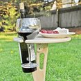 thumbnail image 4 of Outdoor Wine Table-Outdoor Wooden Folding Wine Table-Wine Glass Rack Bottle and Glass Holder Desktop Foldable Table, 4 of 8