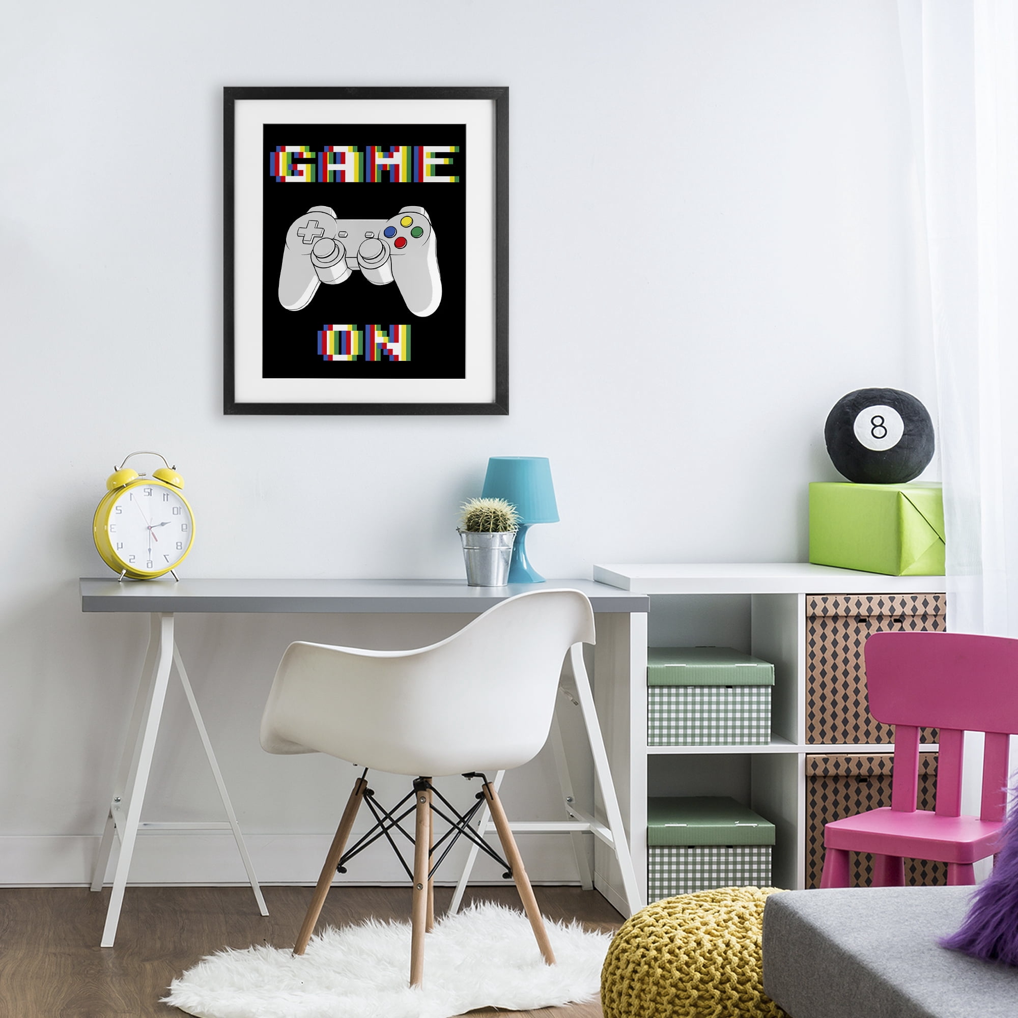 Stupell Industries Colorful Digital Game On Black Framed Print Under Glass, design by Marcus Prime