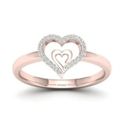 1/10Cttw Diamond 10k Rose Gold Heart in Heart Fashion Ring