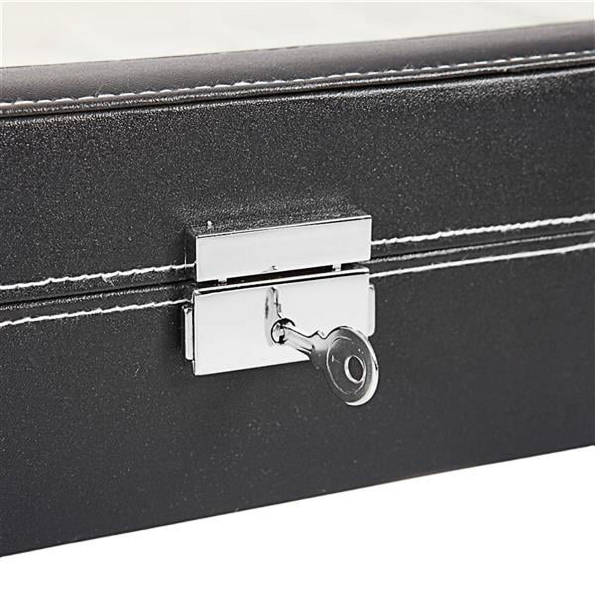 24 Compartments Top-level Opening Style Leather Watch Collection Box Black