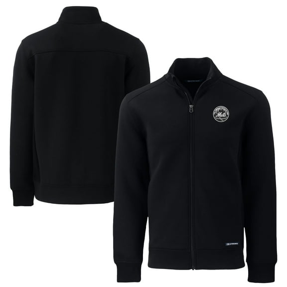 Men's Cutter & Buck Black New York Mets Big &Tall Roam Eco Recycled Full-Zip Jacket