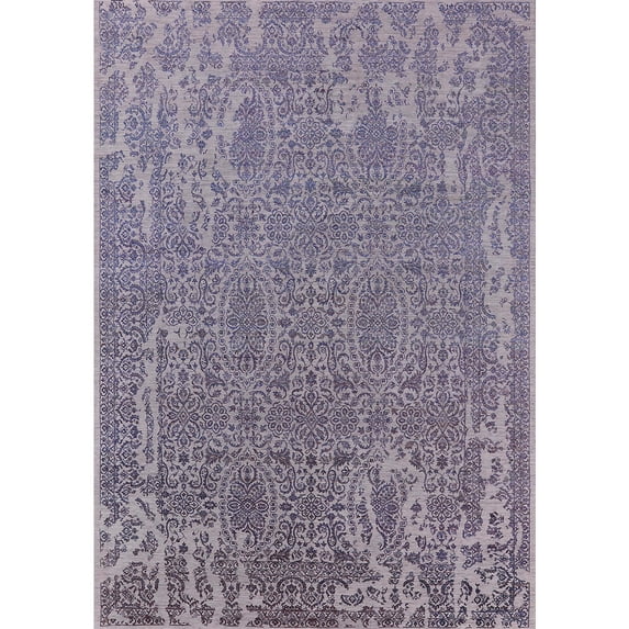 Ahgly Company Machine Washable Indoor Rectangle Industrial Modern Grape Purple Area Rugs, 5' x 7'