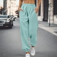 thumbnail image 2 of CAIVO Women's Casual Jogger Pants High Waisted Elastic Waistband Comfortable Trousers For Daily Wear Fall Winter Slacks Cozy Streetwear, 2 of 5
