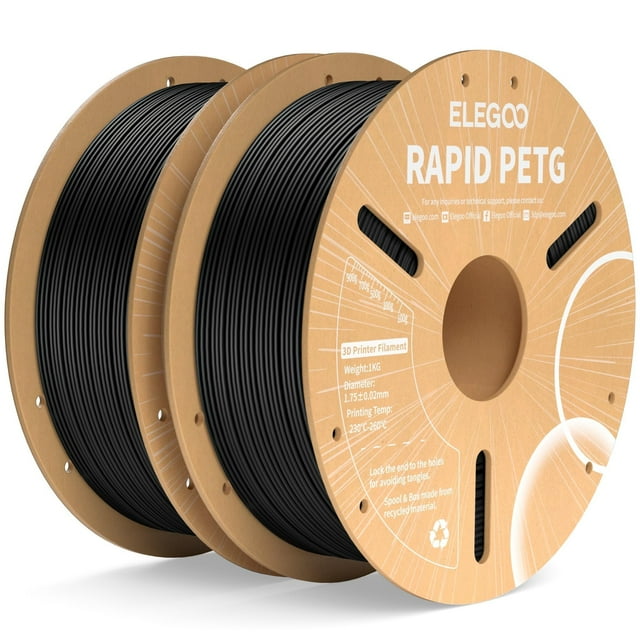 Filamento para impresora 3D ELEGOO Rapid PETG de 1,75 mm, negro, 2 kg