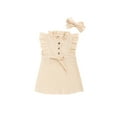 thumbnail image 1 of xiaxaixu Little Girl?s Solid Color Bow Ruffles Sleeveless Dress and Headband, 1 of 9