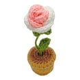thumbnail image 2 of YOHAVEN Handmade Crochet Flower Pot Ornament Knitted Rose Potted Plant Mini Wool Bouquet Decoration Fake Plants Simulation Artificial Flowers for Car Dashboard Desk Home Wedding Party Decor, 2 of 4