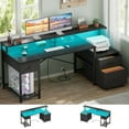 thumbnail image 7 of Homieasy Computer Desk with 3 Drawers, Home Office Desk with Power Outlet, 59'' Gaming Desk with Led Lights, Long Work Desk with Storage Shelves, Printer Cabinet and Monitor Shelf, Black, 7 of 7