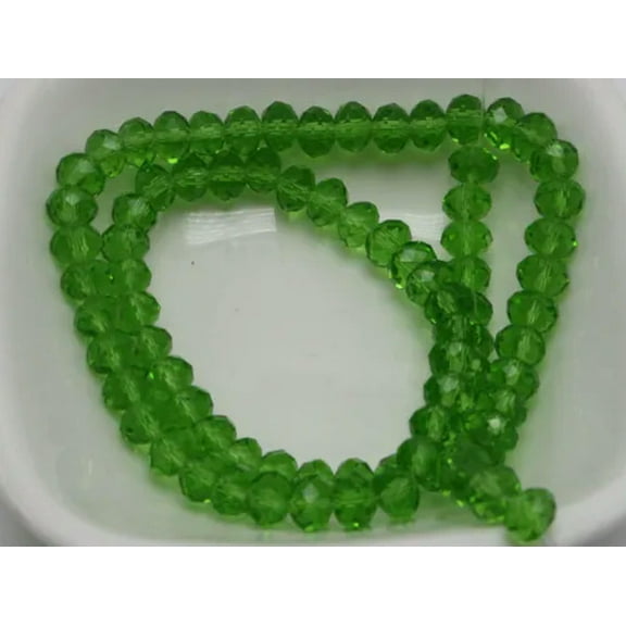 EOEMY 200 Faceted Rondelle Abacus Beads Crystal Glass Mini Beads 6X4mm Various Color-Green