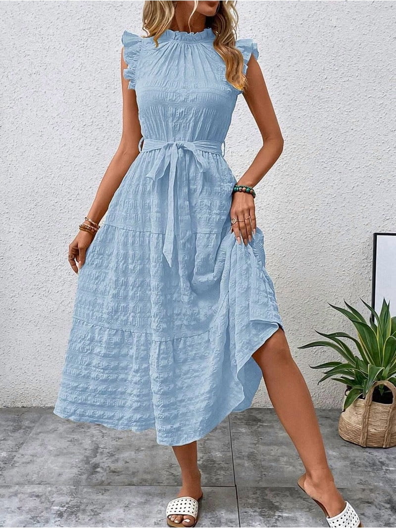 light blue maxi dress short sleeve Blue Maxi Dresses