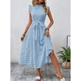 thumbnail image 5 of Women Summer Casual Midi Maxi Dresses Short Sleeve Light Blue M, 5 of 8