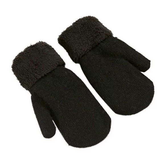 Women Winter Mittens Knit Gloves Warm Fleece Lining Mittens Double Wool Knitted Gloves