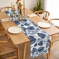 thumbnail image 2 of Blue Flower Tropical Palm Leaves Table Runner-70 Inch Long Hawaiian Plant Branch Table Runners Linen Burlap Tablerunner for Kitchen Dining Room Holiday Party, 2 of 9