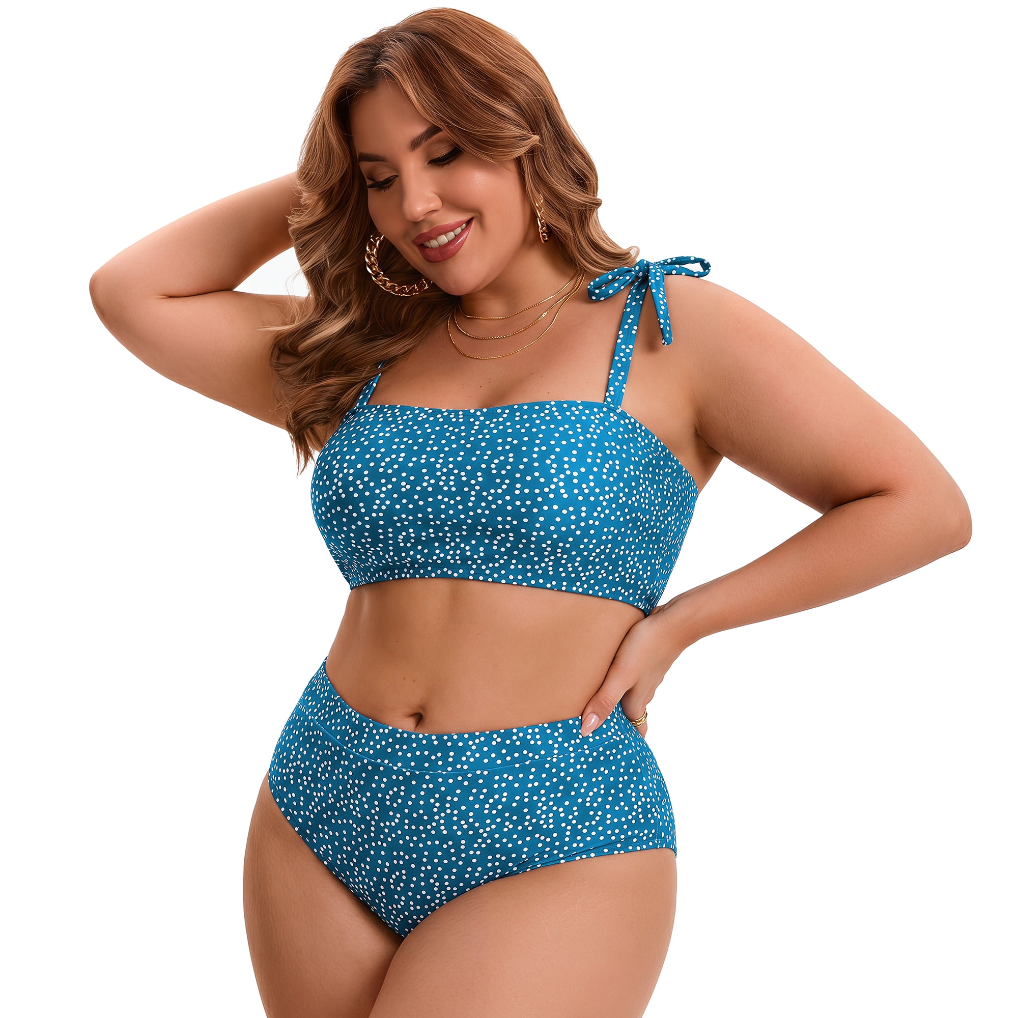 DARING DIVA Women's Plus Two Piece Bikini Tummy Control Vacation Set 2X Indigo