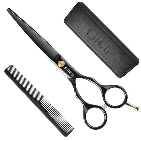 CIICII Hair Cutting Scissors, 6.5 Inch 5 Pcs Professional hair cutting Set , Thinning Shears Kit, Grooming Haircut Kit, Right Left Handed Barber Scissors - Black