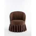 thumbnail image 3 of Swivel Barrel Chair, Modern Linen Fabric Upholstered Accent Chair with Metal Base and Padded Cushion Comfy Single Auditorium Chair with Pleated Skirt and 360 Degree Swiveling for Living Room, Brown, 3 of 7