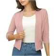 thumbnail image 2 of Kukoosong Women's 3/4 Sleeve V-Neck Cardigan Short Knitted Sweater, 2 of 6
