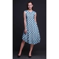 thumbnail image 4 of Bimba Robe Midi Évasée d'Été Sans Manches à Imprimé Floral et Géométrique Bleue Shibori pour Femmes - Petit, 4 of 6