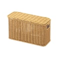 thumbnail image 1 of Cesta de almacenamiento de ratán sintético, tejida a mano, para guardar artículos diversos, decorativa para el hogar, dormitorio, sala de estar, S amarillo, 1 of 8