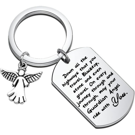 Drive Safe Keychain May Your Guardian Angel Ride with You Keychain New Driver Gift Biker Trucker Gifts
