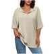 thumbnail image 3 of Top para mujer,Blusa informal de poliéster con cuello en V y mangas 3/4 para mujer, talla grande, suave y cómoda, para uso diario, sopatenor, 3 of 9