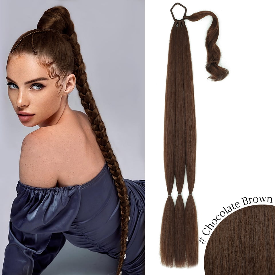 Long Braided Ponytail DIY Elastic Straight Sleek Synthetic Soft Natural Ponytail Braiding Hair Extensions Black 34 Long Braided Ponytail DIY Elastic Straight Sleek Synthetic Soft Natural Ponytail Braiding Hair Extensions Black 34