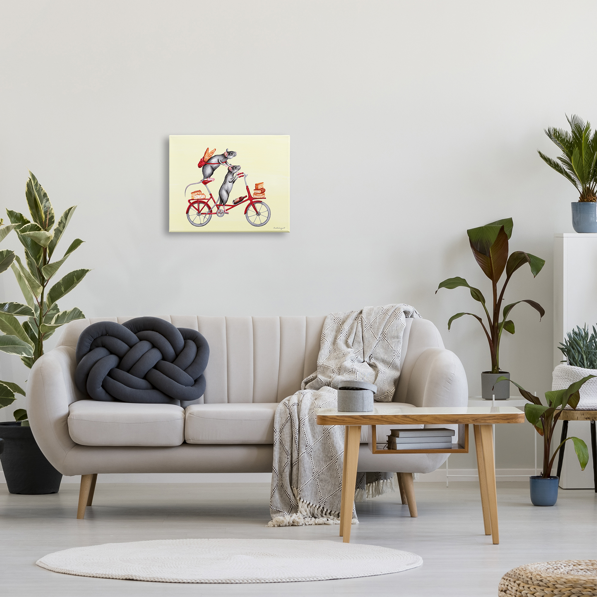 Stupell Industries Mice On Bicycle Carrying Picnic Lunch Bread Cheese Graphic Art Gallery Wrapped Canvas Print Wall Art, Design by Amelie Legault