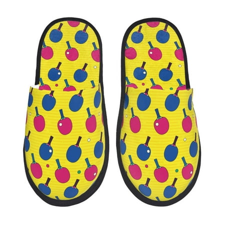 Balery Colorful Ping Pong Slient Indoor Furry Fleece Comfort House Shoes Soft Non-Slip Home Shoes Cotton slippers House Slippers-- Large