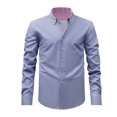 thumbnail image 2 of Zylanna Men's Formal Dress Shirts, Button Long Sleeve Business Plaid Turn Down Collar Shirts Navy Size M, 2 of 4