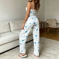 thumbnail image 5 of Bovxnpu Womens Pajamas Set Loungewear Ruffle Tank Top with Tied Waist Pants Heart Print Loungewear Sleepwear, 5 of 6