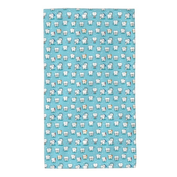 Balery Cartoon Teeth Toalla de Microfibra Premium con Estampado – 27.5x16 pulgadas, Alta Absorción, Suave y Aterciopelada, Secado Rápido