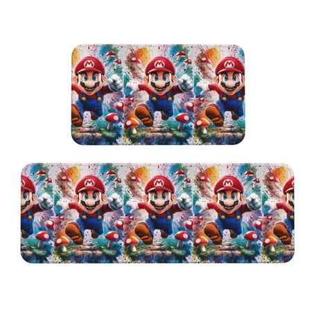 

Sigee Mario Ar for Kitchen Mats for Floor 2 Piece Set Kitchen Rugs for Anti-slip Kitchen Floor Mat(17 x47.2 +17 x29.5 )