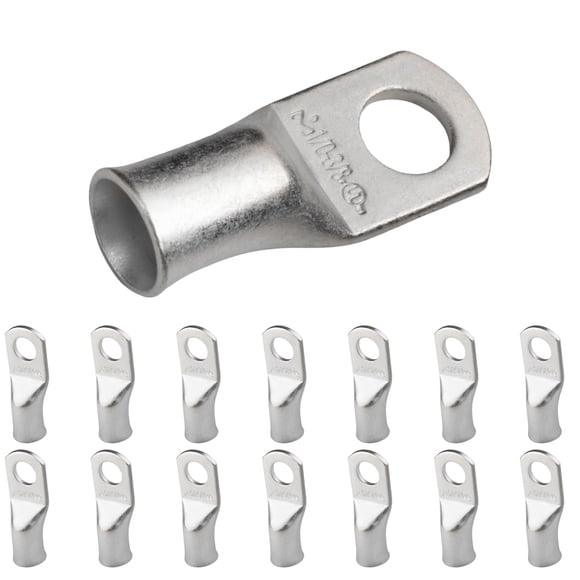 SELTERM 15pcs 1/0 AWG 3/8" Stud UL Marine Grade Battery Terminal Connectors Tinned Copper Battery Cable Lugs 0 Gauge Wire Connectors Electrical Batte