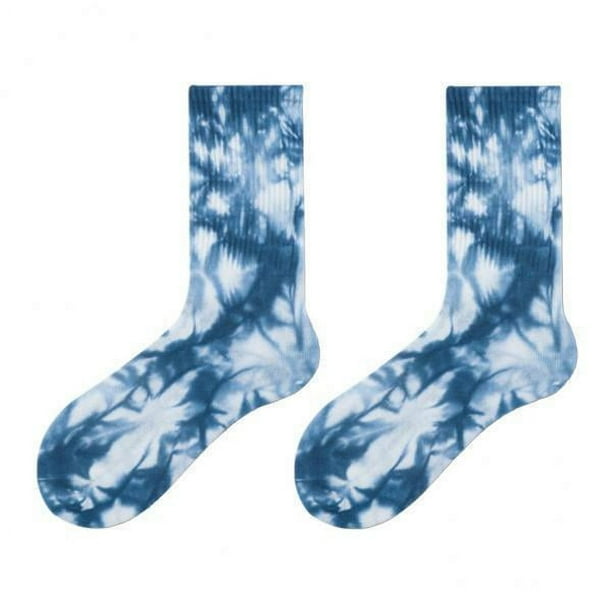Paquete de 2 a 6 calcetines hasta la mitad de la pantorrilla Calcetines teñidos de algodón multicolor - 5 colores azul 2 piezas