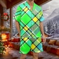 thumbnail image 2 of Yuanlong Mens Pajama Sets Color Plaid Shorts And Short Sleeve Lapel Collar Shirts 2-Piece Sleepwear Home Comfort Nightwear, 2 of 4