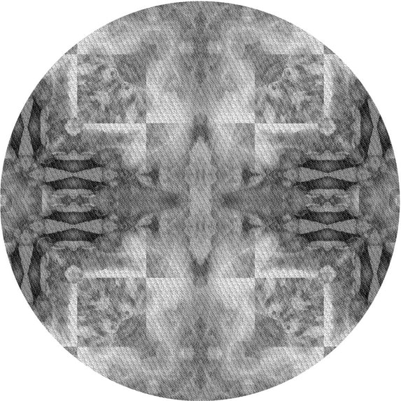 Ahgly Company Indoor Round Patterned Gray Cloud Gray Area Rugs, 5' Round