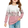 thumbnail image 2 of Drmagiyhm Girls Shirts Size 10-12 Basic Floral Print Tshirt Casual Crewneck Stretchy Shirts Girls Comfy Long Sleeve Tops, Tees & Blouses 3-4 Years Pink, 2 of 5