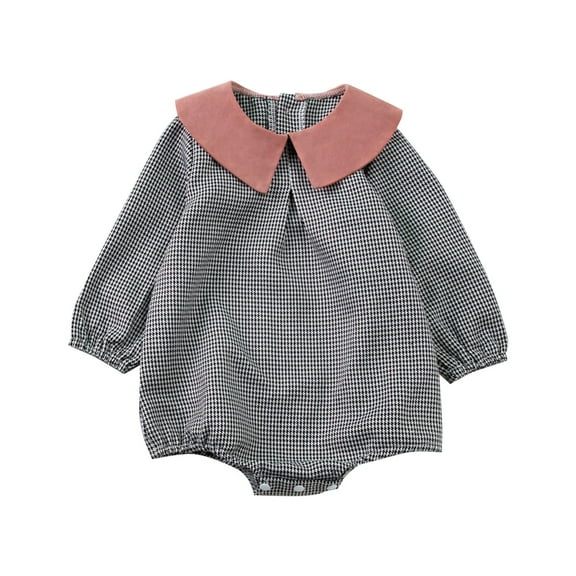Generic Clearance Clothing Workout Bodysuits for Kids Baby Girls Cotton Plaid Autumn Long Sleeve Romper Bodysuit Clothes for Fashion Casual Breathable (0-3 Months,Black)