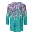 thumbnail image 5 of YUGYXL Vintage Flower Graphic Tees 3/4 Sleeve Shirts Plus Size Tops Casual Crew Neck Soft Lightweight Tshirts Ladies Tunics Fit Blouse Outdoor Clothes, 5 of 5