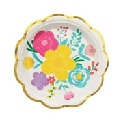 Fiesta Floral Bright Dessert Plate - Party Supplies - 8 Pieces