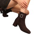 thumbnail image 5 of Willtoo Women Faux Suede Square Toe Buckle Block Heel Ankle Boots, 5 of 6