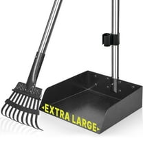 ZALALOVA Larger Pooper Scooper for Large Dogs, Dog Pet Poop Scoop With Long Handle Stainless Metal Tray and Rake Set Heavy Duty