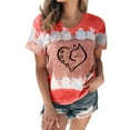 thumbnail image 2 of ICHUANYI Clearance Fashion Women Summer Sexy Gradient Print Regular Women Short Sleeves Top(Wine, XL) ICHUANYI WER2023081504438, 2 of 4