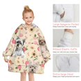 thumbnail image 6 of Yorkie Dog and Flower Florals Blanket Hoodies for Kids 6-13YR Oversize Wearable Blanket Hoodies for Boys Girls Teens, 6 of 7