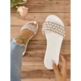 thumbnail image 3 of Women Rhinestone & Faux Pearl Decor Slide Sandals, Fashion Summer Flat Sandals, 3 of 4