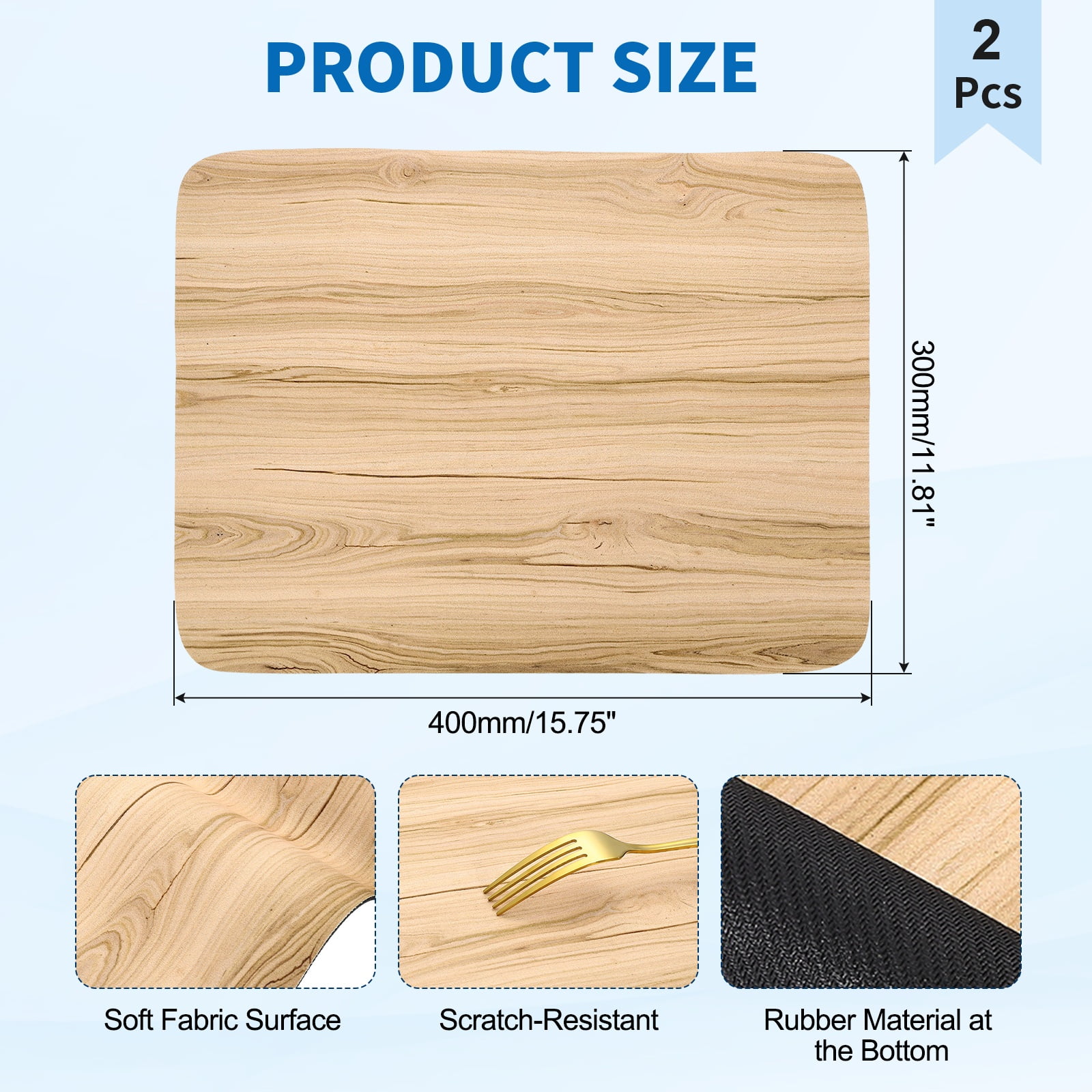 Washer and Dryer Top Protector Mat 16" x 12", 2Pack - Non-Slip, Quick Drying Rubber Washing Machine Top Cover Pad for Home Kitchen Laundry Room, Wood Grain