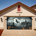 thumbnail image 5 of Spooky Gothic Haunted House Banner Halloween Witch Graveyard Pumpkins Bats for Halloween Party Event Decoration, 5 of 9