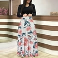 thumbnail image 2 of Women‘s Floral Maxi Dress Long Sleeve Patchwork High Waist A Line Dresses Casual Fall Boho Dress with Pockets, 2 of 6