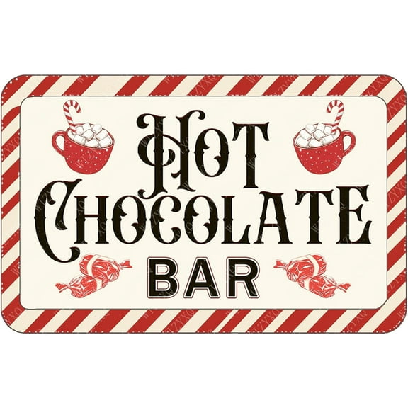 Tin Signs Hot Chocolate Bar Metal Signs Winter Aluminum Sign For Home Cafe Bar Yard Kitchen Office Wall Decor 12×8 Inch